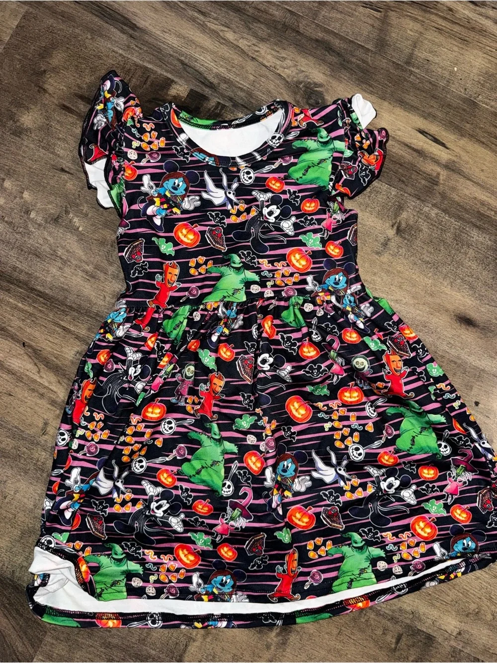 Nightmare Before Christmas Mickey Minnie Crossover Halloween Twirl Dress 3T NBC